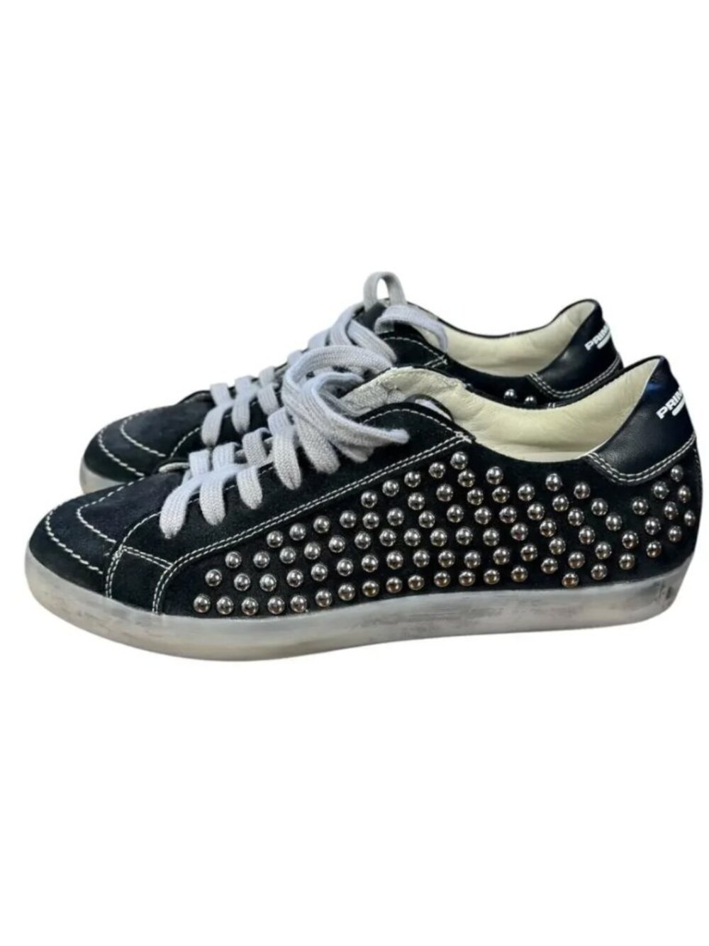 Primabase Black Suede Stud Sneaker Black Low Tops Size 6